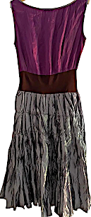 MIU MIU ITALY. Vintage 1990s collection Silk Eggplant/Bluish Pleated Skirt Embellished Dress