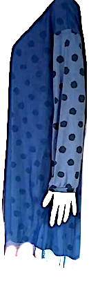 Issey Miyake Japan. "Ne-Net" Line New. Dark Navy Polka Dot Chiffon/Knit Dress