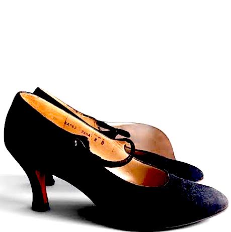 Ferragamo ITALY. Classic Black Suede Mary Jane Heels