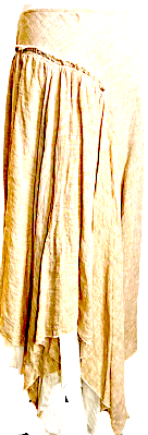 Forme D’Expression Italy. Linen/cotton beige white layered raw edge Skirt