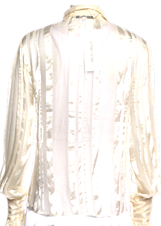 Blumarine Italy. By Anna Molinari. Neutrals Silk Ruffle Blouse