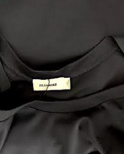 JIL SANDER. New. Black Blue Cotton Silk Sheath Dress