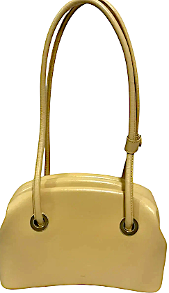 OSOI SEOUL. YELLOW/CREAM LEATHER LONG STRAPS SHOULDER BAG