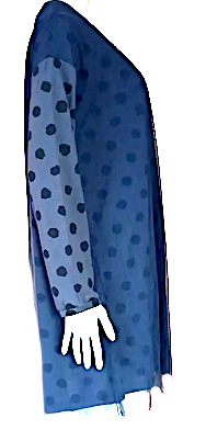 Issey Miyake Japan. "Ne-Net" Line New. Dark Navy Polka Dot Chiffon/Knit Dress