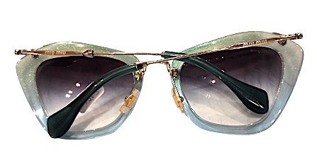 Miu Miu Italy. Vintage Light Green Glitter Acetate Frames With Black Gradient Lenses