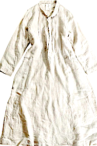 ICHI Antiquites Japan. Handmade in Japan White Linen Shirt Dress
