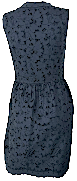Stella McCartney UK. Navy Blue Lace Silk, Cut Outs Lined Dress