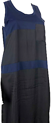 JIL SANDER. New. Black Blue Cotton Silk Sheath Dress