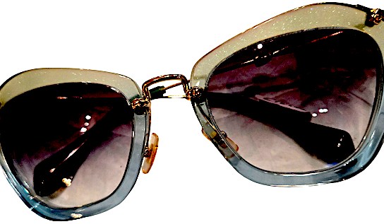 Miu Miu Italy. Vintage Light Green Glitter Acetate Frames With Black Gradient Lenses