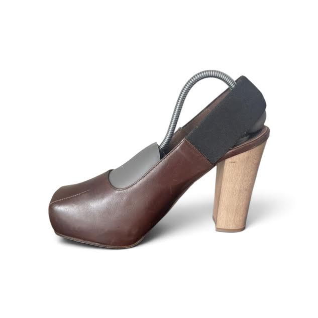 Marni Italy. Brown Leather Platform Chunky Heels Sz 39.5IT 9 US