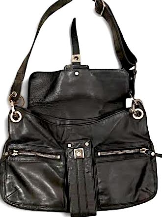 Lanvin Paris. Black Lambskin Soft Leather Shoulder Bag with Silver Hardware