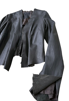 10SEI00TT0 Dieciseizerootto. Italy. Giacca Crust Brown Leather Layers Blazer