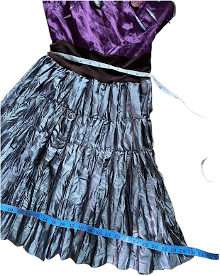 MIU MIU ITALY. Vintage 1990s collection Silk Eggplant/Bluish Pleated Skirt Embellished Dress