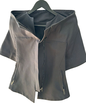GARETH PUGH UK, NEW. Black Cotton/Silk Avant Garde Jacket