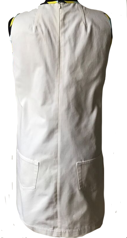 Iceberg Italy. Striped Front Tessuto Nylon, White Back Mini Dress