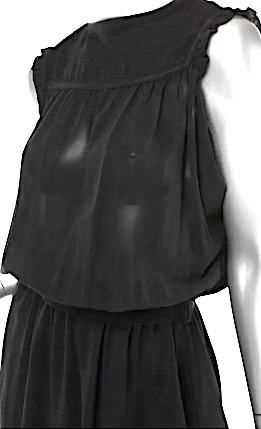 BALENCIAGA Paris. Black Belted Back-Button Dress