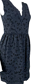 Stella McCartney UK. Navy Blue Lace Silk, Cut Outs Lined Dress