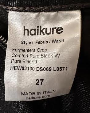 Haikure Formentera Italy. NEW W/TAGS Crop Black Wash / Dark Rinse Size 27 Jeans