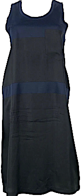 jil sander blue dress JIL SANDER. New. Black Blue Cotton Silk Sheath Dress