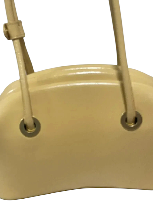 OSOI SEOUL. YELLOW/CREAM LEATHER LONG STRAPS SHOULDER BAG