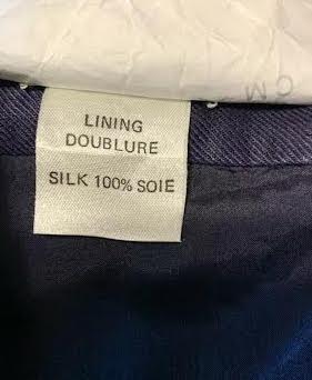 CHANEL PARIS. Blue Silk/Linen Logo Button Skirt