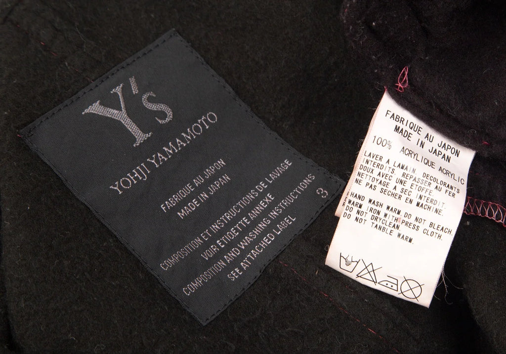 YOHJI YAMAMATO JAPAN. Y's Eggplant, Black Dyed Wool Pilling Jacket