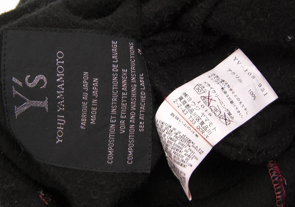 YOHJI YAMAMATO JAPAN. Y's Eggplant, Black Dyed Wool Pilling Jacket