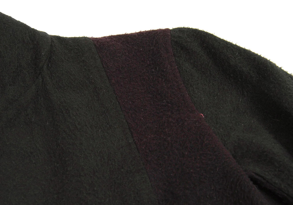 YOHJI YAMAMATO JAPAN. Y's Eggplant, Black Dyed Wool Pilling Jacket