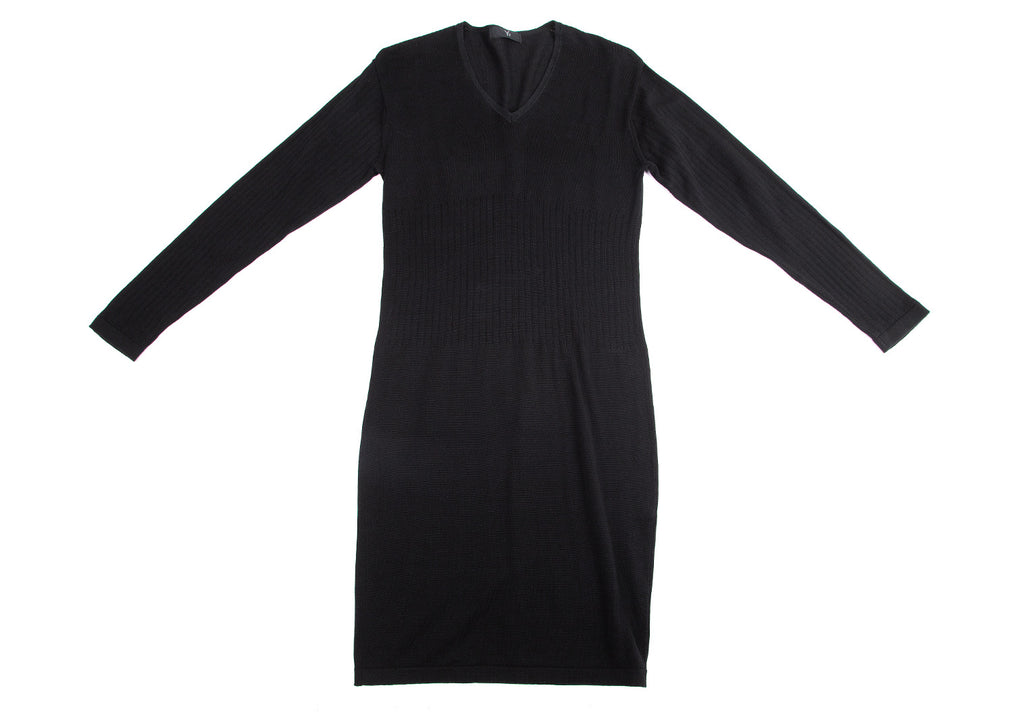 Yohji Yamamoto Japan. Y's Black V-neck Knit Dress
