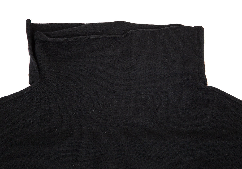 Yohji Yamamoto Japan. FEMME.  Neck Layered Black Knit Wool Sweater