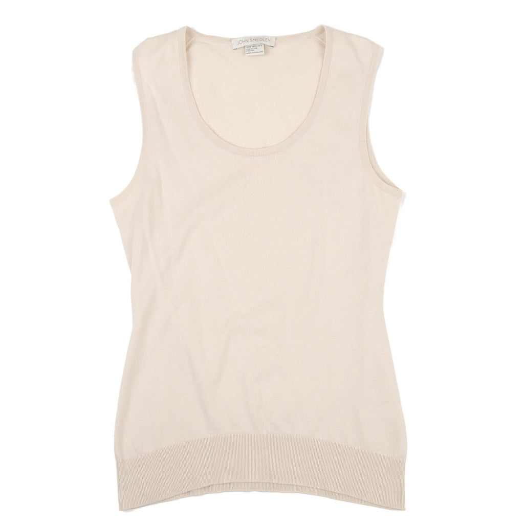 JOHN SMEDLEY LONDON. Beige Cotton Knit Sleeveless Shirt