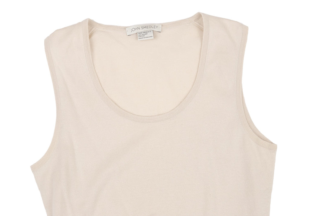 JOHN SMEDLEY LONDON. Beige Cotton Knit Sleeveless Shirt