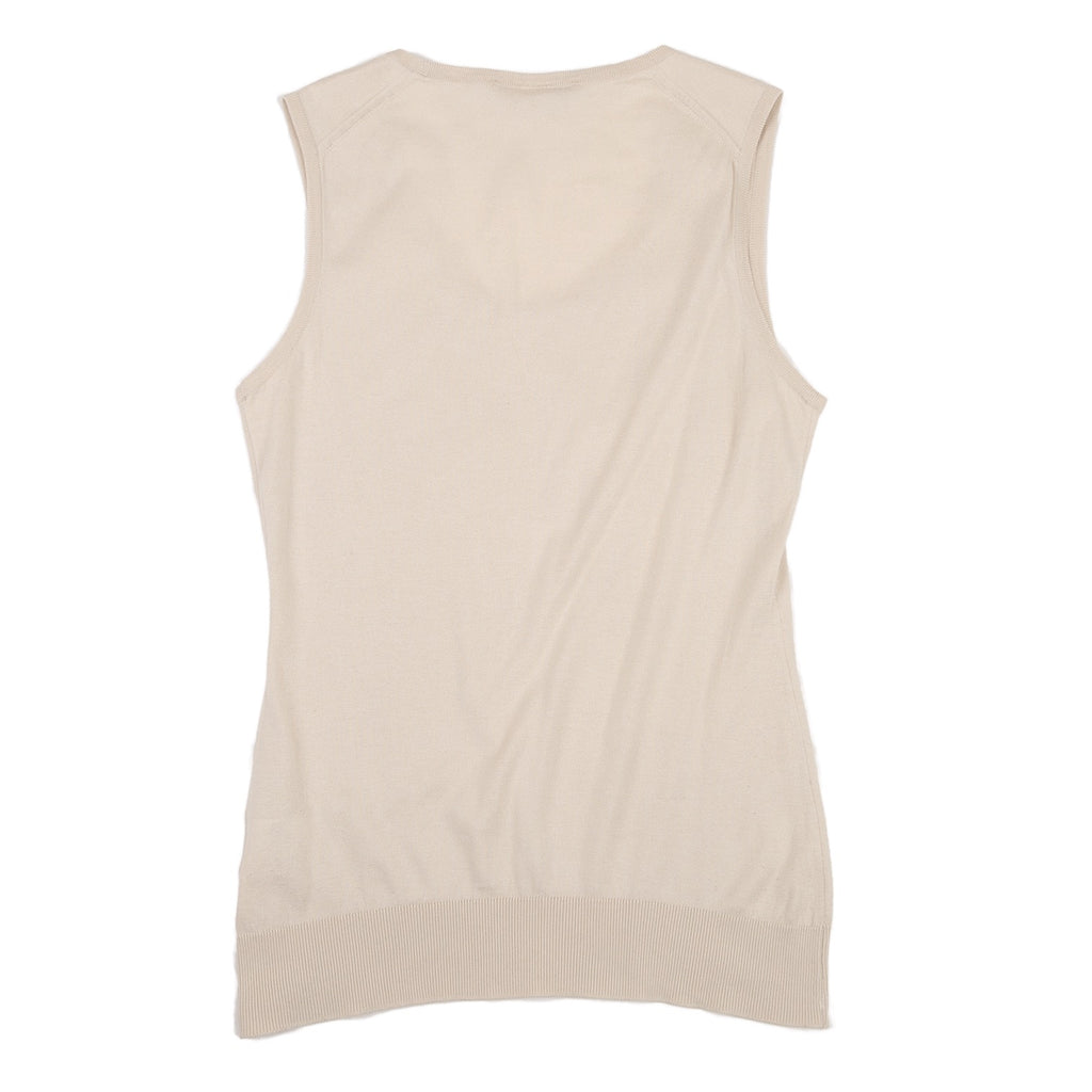 JOHN SMEDLEY LONDON. Beige Cotton Knit Sleeveless Shirt