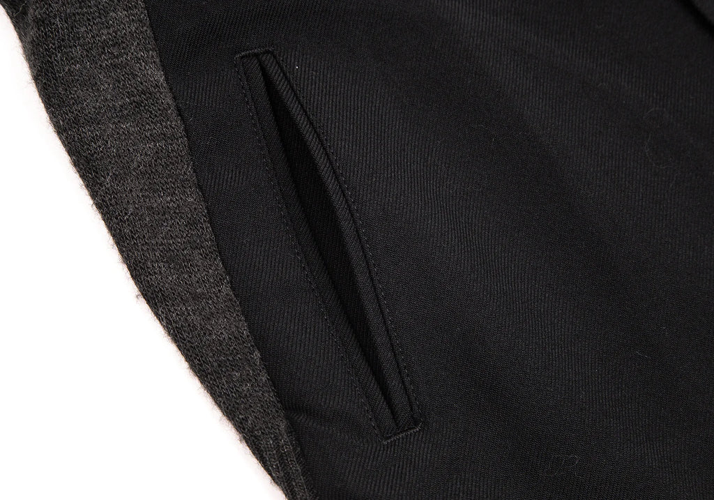 YOHJI YAMAMOTO JAPAN. Y's Wool Black Gaberdine Side Knit Jacket