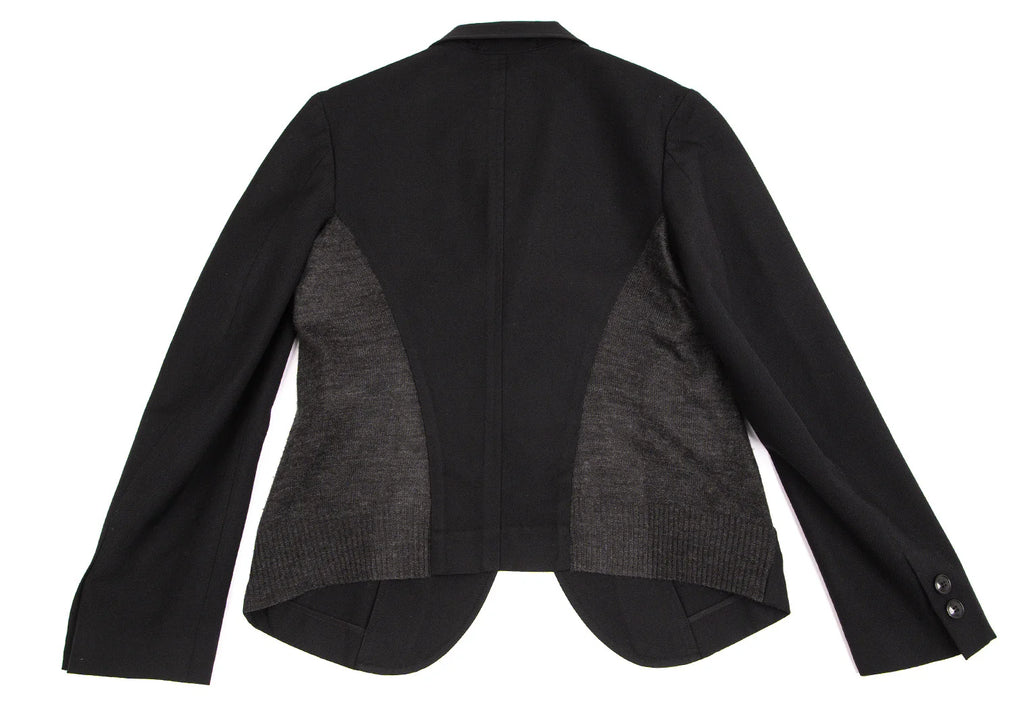YOHJI YAMAMOTO JAPAN. Y's Wool Black Gaberdine Side Knit Jacket
