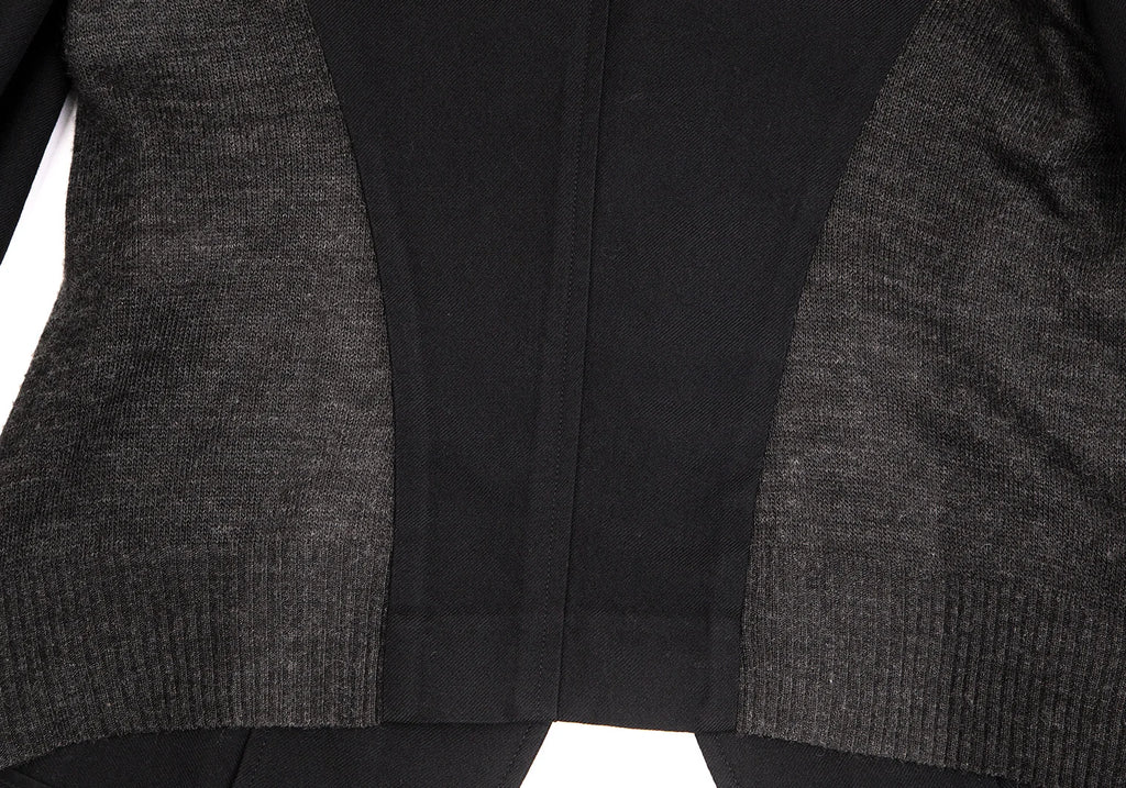 YOHJI YAMAMOTO JAPAN. Y's Wool Black Gaberdine Side Knit Jacket