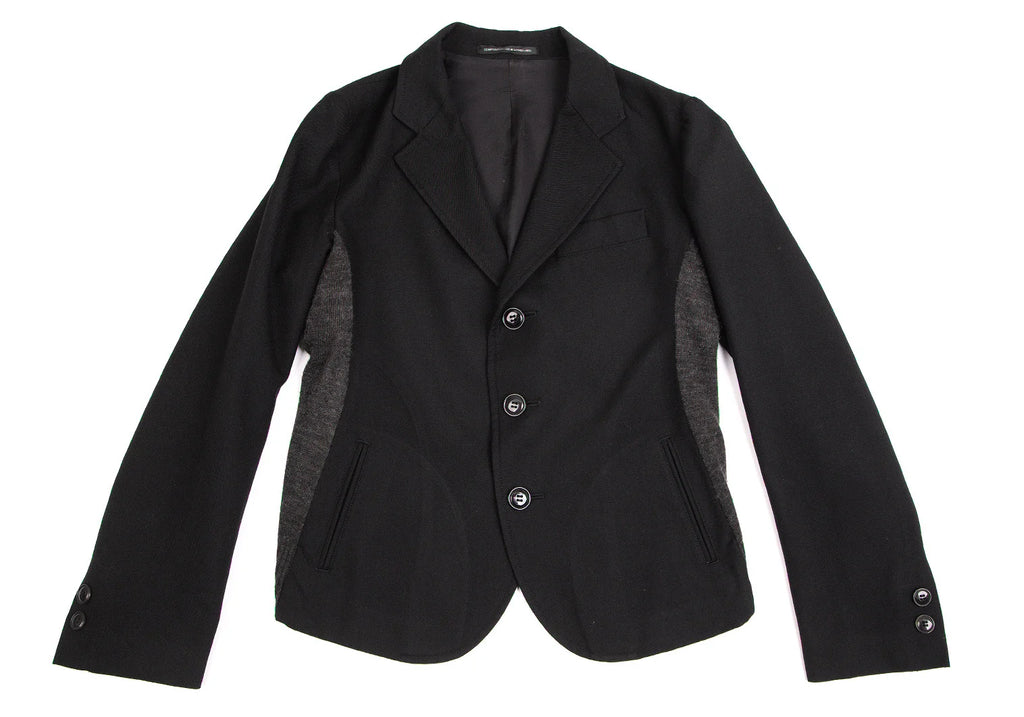 YOHJI YAMAMOTO JAPAN. Y's Wool Black Gaberdine Side Knit Jacket
