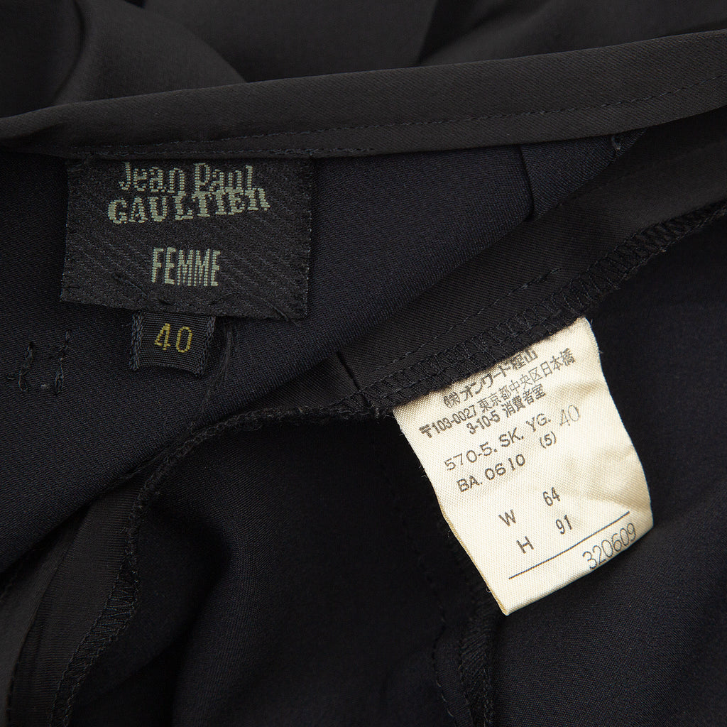 Jean-Paul GAULTIER Paris. FEMME, Black Acetate Blend Asymmetrical Shiny Skirt