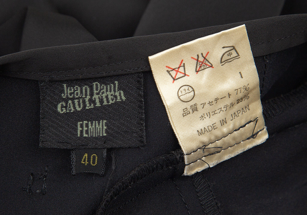 Jean-Paul GAULTIER Paris. FEMME, Black Acetate Blend Asymmetrical Shiny Skirt