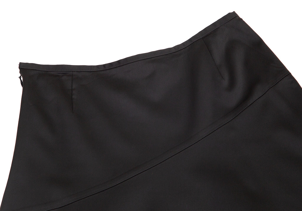 Jean-Paul GAULTIER Paris. FEMME, Black Acetate Blend Asymmetrical Shiny Skirt