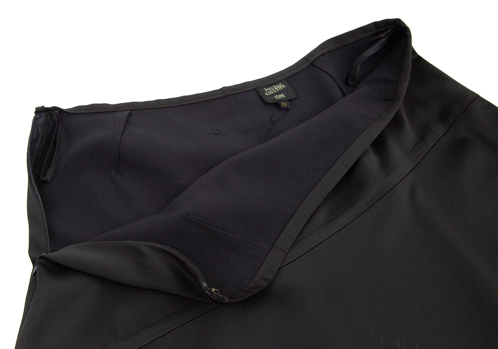 Jean-Paul GAULTIER Paris. FEMME, Black Acetate Blend Asymmetrical Shiny Skirt