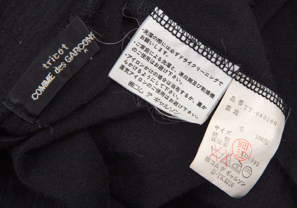 Comme des Garcons Japan. Tricot Black Wool High-neck Top