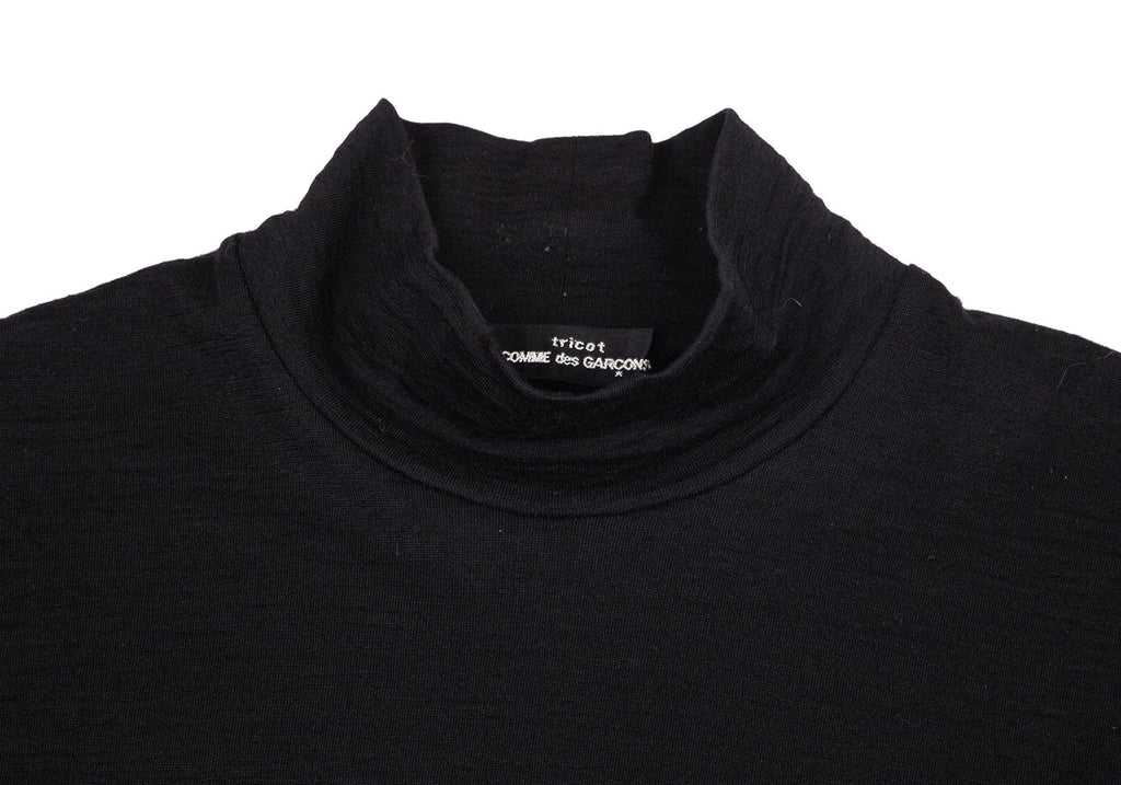 Comme des Garcons Japan. Tricot Black Wool High-neck Top