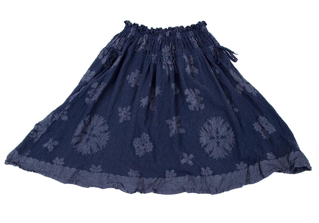 ISSEY MIYAKE JAPAN. "me line" Navy Jacquard Wrinkle Skirt