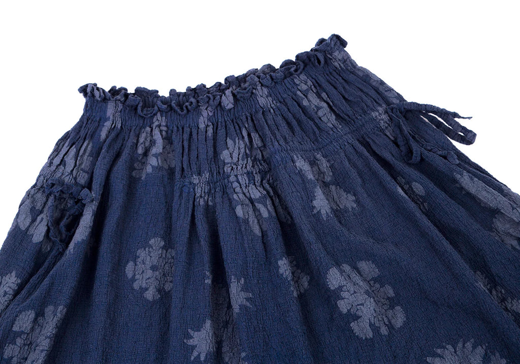 ISSEY MIYAKE JAPAN. "me line" Navy Jacquard Wrinkle Skirt