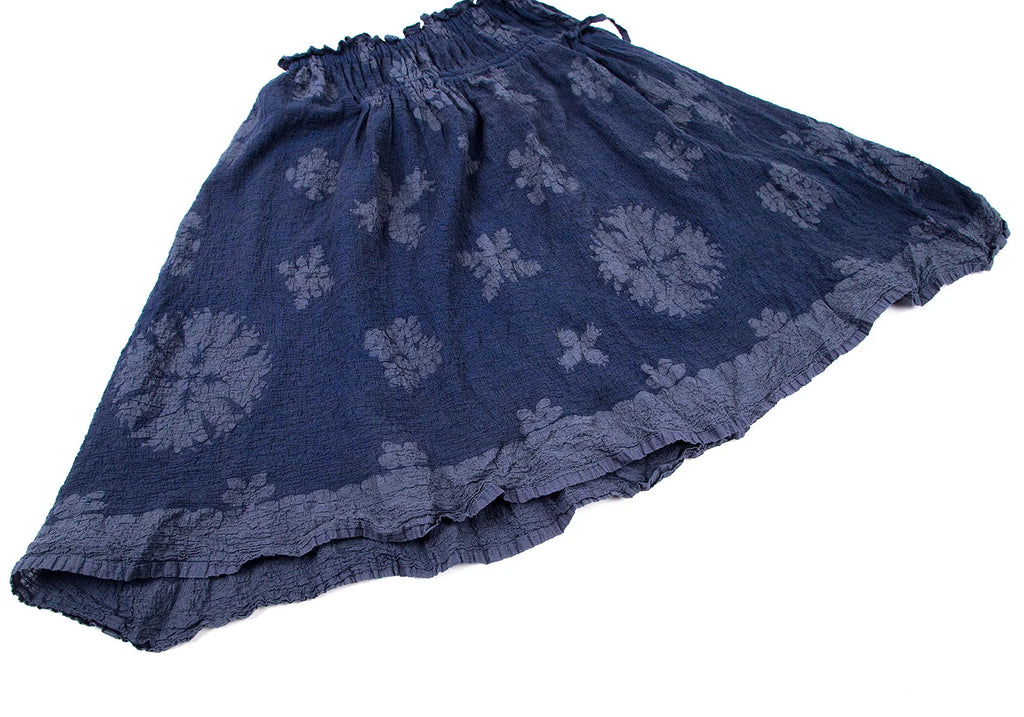 ISSEY MIYAKE JAPAN. "me line" Navy Jacquard Wrinkle Skirt