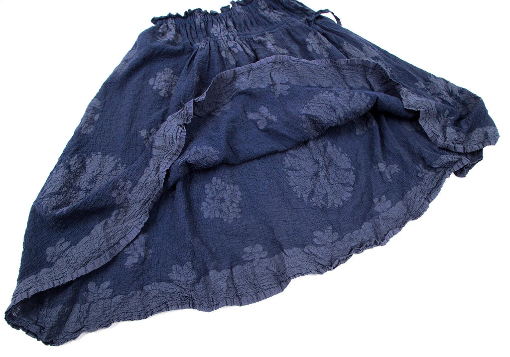 ISSEY MIYAKE JAPAN. "me line" Navy Jacquard Wrinkle Skirt