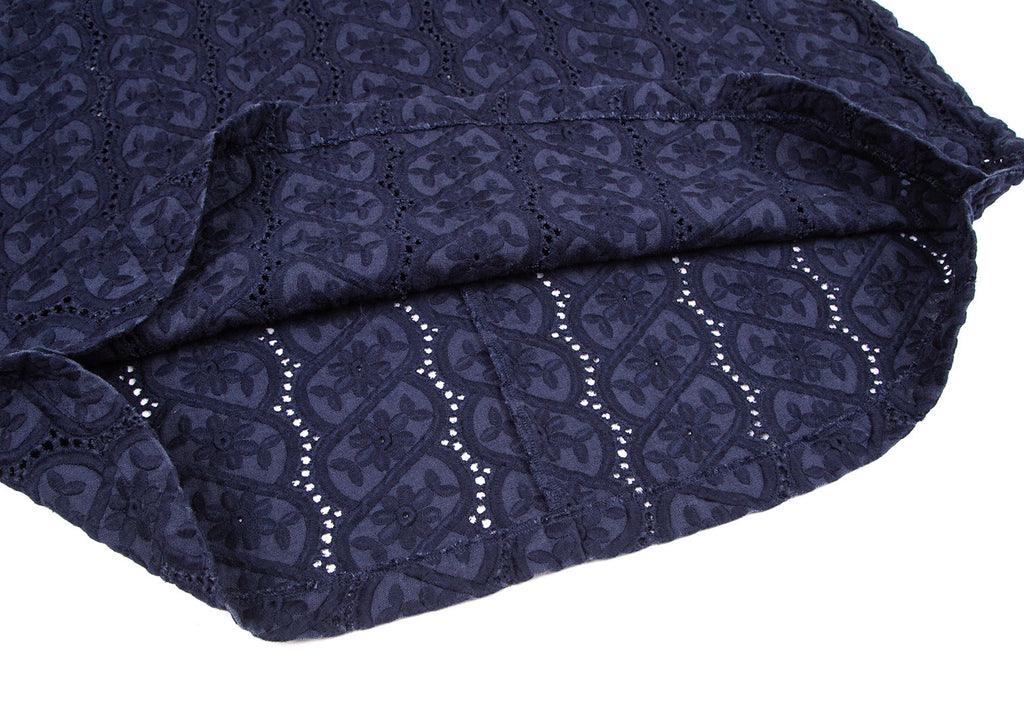 COMME des GARCONS Japan. Navy Color Flower Embroidery Linen Dress