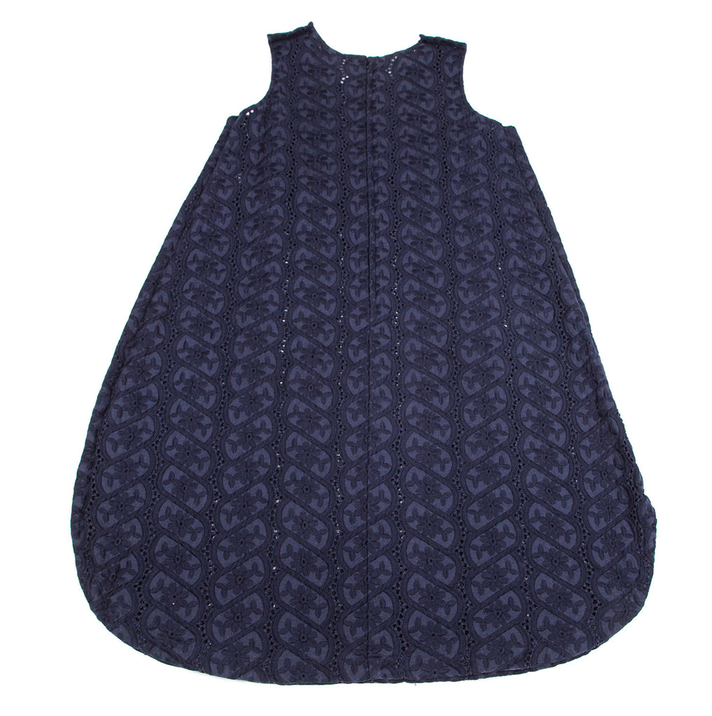 COMME des GARCONS Japan. Navy Color Flower Embroidery Linen Dress