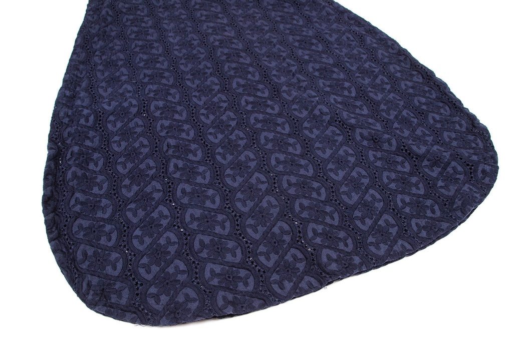 COMME des GARCONS Japan. Navy Color Flower Embroidery Linen Dress